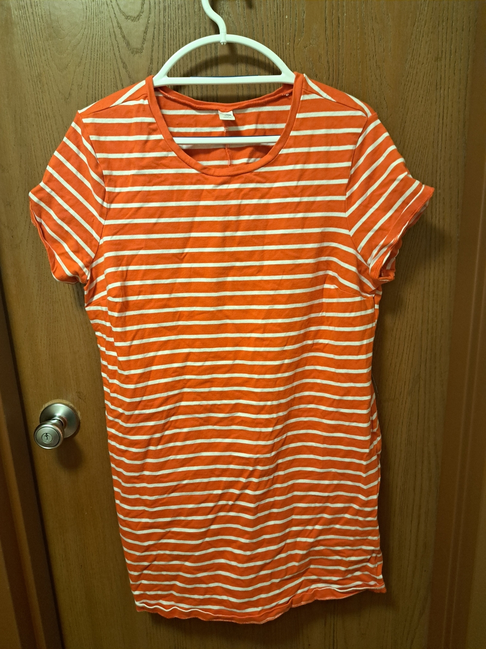 Old Navy Orange and White Striped Short Sleeve Tee